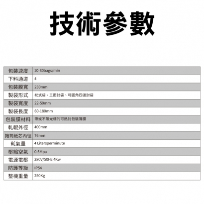 顆粒粉末液體-四工位長條包裝機