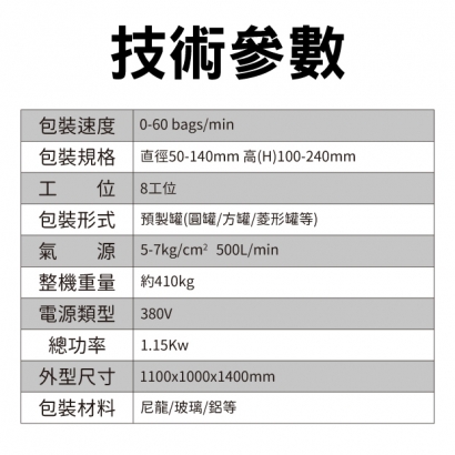 顆粒粉末八工位罐裝機